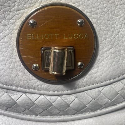 Elliott Lucca Rojo Ivory Leather Basket Weave Flap Close Crossbody Bag Purse - Thumbnail 10