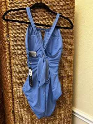 La Blanca High Neck One-Piece Swimsuit, Sky Blue, Size 8 NWT - Thumbnail 2