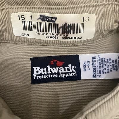 Bulwark Fire Resistant Shirt Mens Twill Long Sleeve Workwear Reg Fit Excel FR - Thumbnail 9