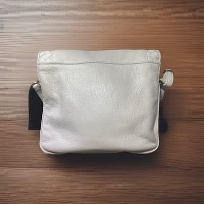 Elliott Lucca Rojo Ivory Leather Basket Weave Flap Close Crossbody Bag Purse - Thumbnail 3