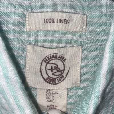 Mens Shirt Large Linen Coastal Beachy Country Club Old Money Preppy Panama Jack - Thumbnail 3
