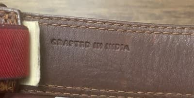 Cole Haan Brown Leather Dress Belt Mens Sz 38 Solid Brass Buckle Made in India - Thumbnail 4