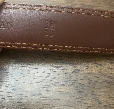 Cole Haan Brown Leather Dress Belt Mens Sz 38 Solid Brass Buckle Made in India - Thumbnail 7