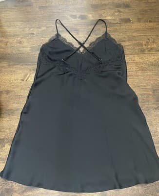 Victoria's Secret Satin & Lace Babydoll Nightgown Women Medium Black - Thumbnail 5