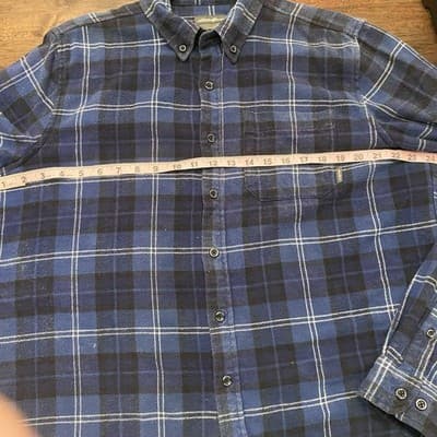 Eddie Bauer Bristol Flannel Shirt Mens Small Blue Black Plaid Button Down - Thumbnail 7