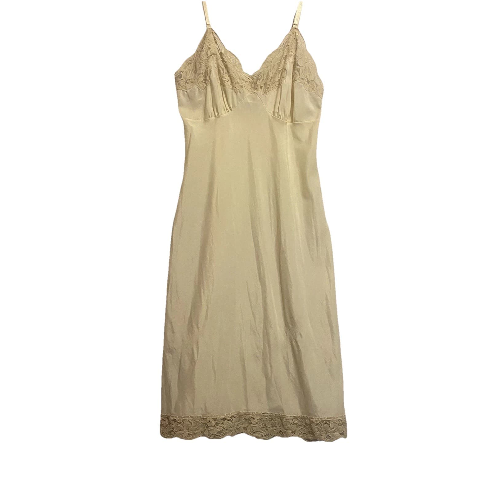 Lady Lynne Vintage Nylon W Lace Trim Slip USA Old Hollywood Marilyn Monroe - Thumbnail 2