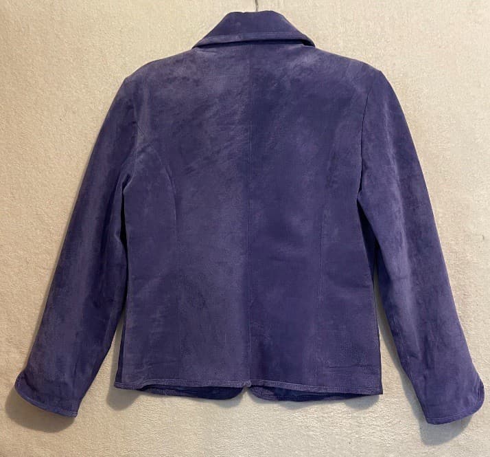 Office Siren Officecore Corpcore Leather Suede Front Zip Pockets Purple Sz M - Thumbnail 2