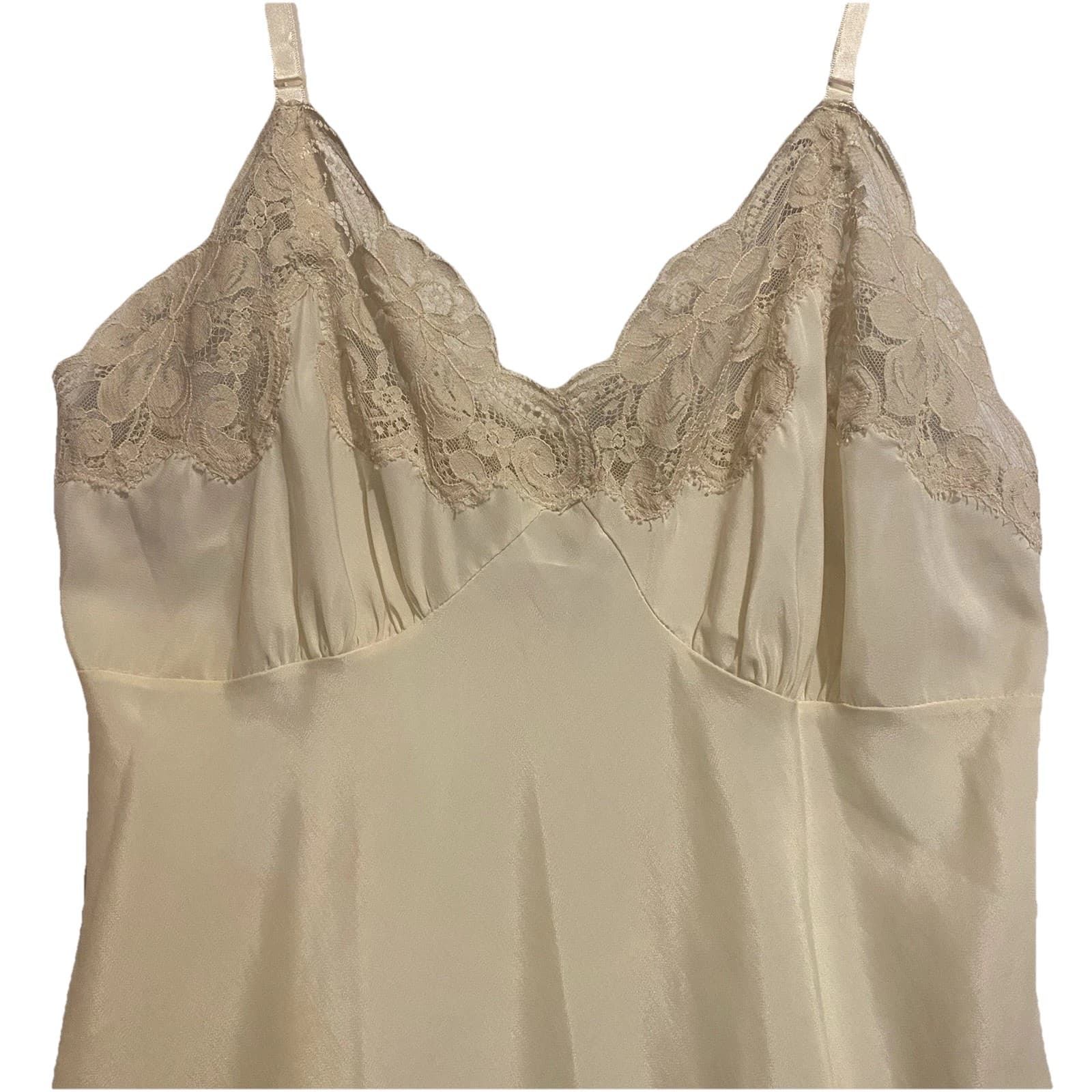 Lady Lynne Vintage Nylon W Lace Trim Slip USA Old Hollywood Marilyn Monroe - Thumbnail 3