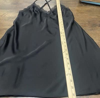 Victoria's Secret Satin & Lace Babydoll Nightgown Women Medium Black - Thumbnail 3