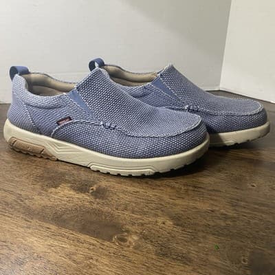 Mens Canvas Shoes 9 casual Loafers Slip On Blue Non Slip YONGJIA - Thumbnail 2