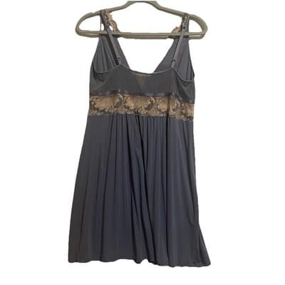 Vintage Sz Large Blue with Dusty Rose Lace Slip Nightgown Lingerie - Thumbnail 2