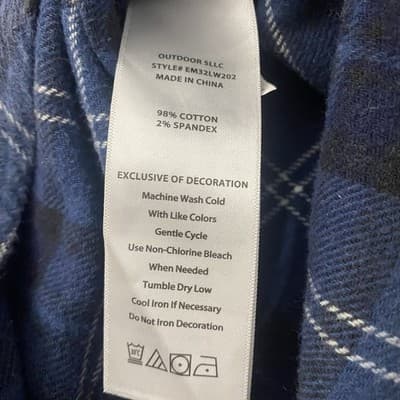Eddie Bauer Bristol Flannel Shirt Mens Small Blue Black Plaid Button Down - Thumbnail 3