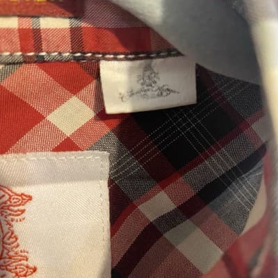 Christian Audigier Button up Mens Medium M Plaid Skull Patch Biker Red - Thumbnail 6