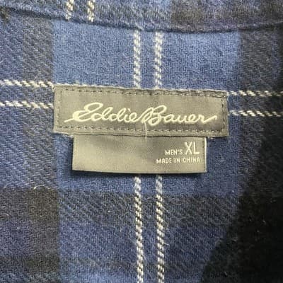 Eddie Bauer Bristol Flannel Shirt Mens Small Blue Black Plaid Button Down - Thumbnail 5