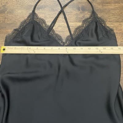 Victoria's Secret Satin & Lace Babydoll Nightgown Women Medium Black - Thumbnail 4