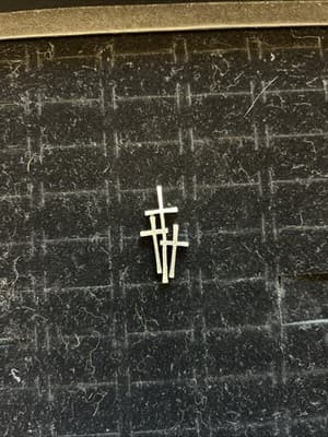 Retired Stamped James Avery 3 Crosses of Calvary Pendant with Interior Bail - Thumbnail 5