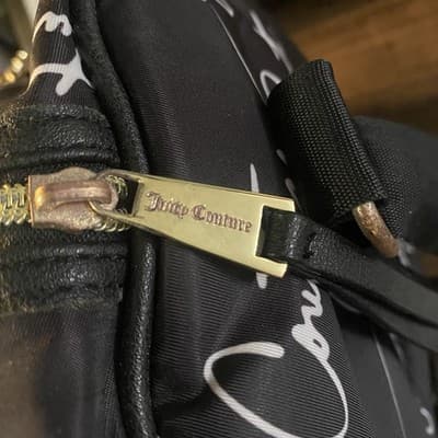 Juicy Couture Weekend Duffle Bag Carry On Black White Red Heart 18x12 - Thumbnail 6