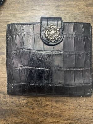 BRIGHTON Bifold Black Croc Embossed Wallet 10 Credit Card Sleeves, Coin Pocket - Thumbnail 2