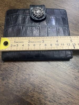 BRIGHTON Bifold Black Croc Embossed Wallet 10 Credit Card Sleeves, Coin Pocket - Thumbnail 7