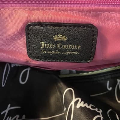 Juicy Couture Weekend Duffle Bag Carry On Black White Red Heart 18x12 - Thumbnail 8