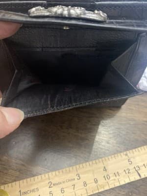 BRIGHTON Bifold Black Croc Embossed Wallet 10 Credit Card Sleeves, Coin Pocket - Thumbnail 8
