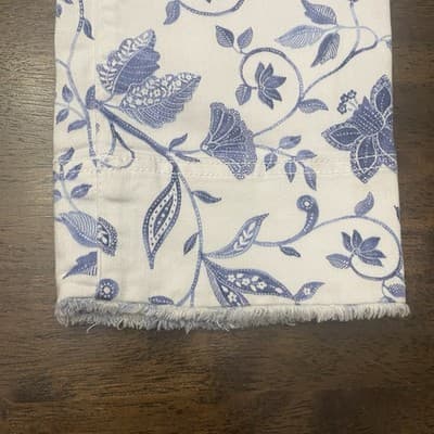 J Jill Denim Womens Jeans Size 10 White Blue Floral Print Authentic Fit Cropped - Thumbnail 6