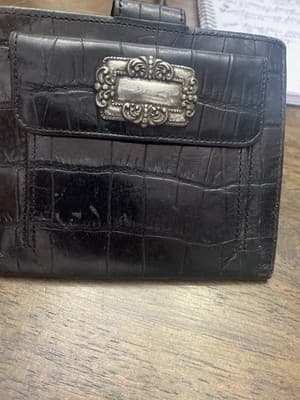 BRIGHTON Bifold Black Croc Embossed Wallet 10 Credit Card Sleeves, Coin Pocket - Thumbnail 5