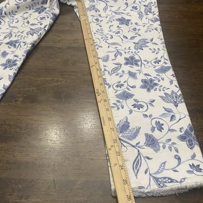 J Jill Denim Womens Jeans Size 10 White Blue Floral Print Authentic Fit Cropped - Thumbnail 9
