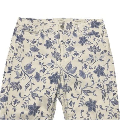 J Jill Denim Womens Jeans Size 10 White Blue Floral Print Authentic Fit Cropped - Thumbnail 4
