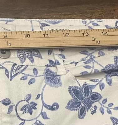 J Jill Denim Womens Jeans Size 10 White Blue Floral Print Authentic Fit Cropped - Thumbnail 8