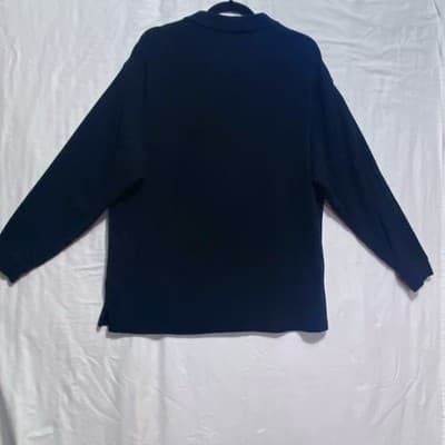 Line Of Trade Cardigan Mens L Shetland Wool Shawl Neck Ribbed Knit Grandpa Dad - Thumbnail 4
