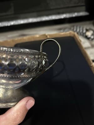 Vintage England Heart Shaped Candy Dish Pedestal Bowl Silver Plated Filigree - Thumbnail 7