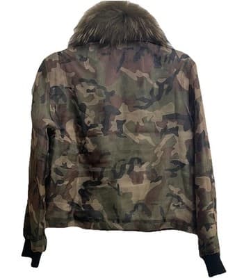 OOLALA Camo Mesh Jacket 395 Retail Removable Fur Collar Statement Piece Luxury - Thumbnail 2