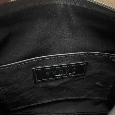 Evoke Womens Victoria Black Leather Agate Stone Clutch Bag Tassel - Thumbnail 3