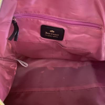 Juicy Couture Weekend Duffle Bag Carry On Black White Red Heart 18x12 - Thumbnail 9