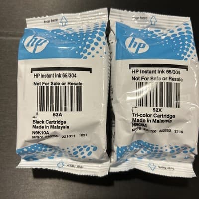 Genuine OEM HP Instant Ink 65/304 Black & Tricolor Cartridges for HP Printer D6. - Thumbnail 2