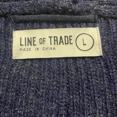 Line Of Trade Cardigan Mens L Shetland Wool Shawl Neck Ribbed Knit Grandpa Dad - Thumbnail 3