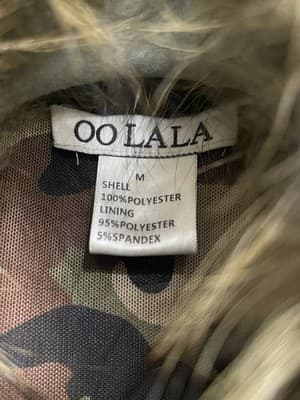 OOLALA Camo Mesh Jacket 395 Retail Removable Fur Collar Statement Piece Luxury - Thumbnail 4