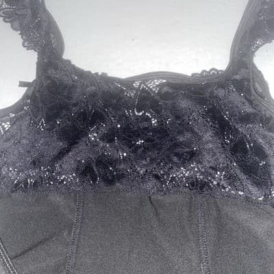 Lace-Up Lingerie Black Lace Bodysuit With Stocking Garters - Thumbnail 13