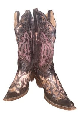 Stetson Exotic Python Leather Inlay Cowboy boots Women’s Sz 8 Snip Toe Cowgirl