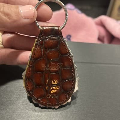 Fabulous RARE Jungle Animals Silver And Leather Keyring Key Chain, Barse - Thumbnail 4