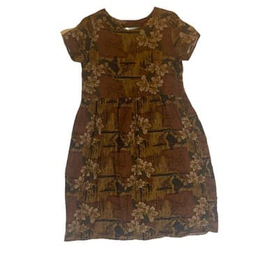 Brown Floral Lagen Look CottageCore Dress