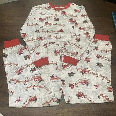 Christmas Pajamas Santa Sleigh Presents Ladies L 2 Piece - Thumbnail 2