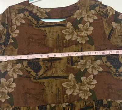Brown Floral Lagen Look CottageCore Dress - Thumbnail 6