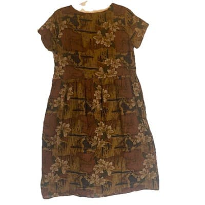 Brown Floral Lagen Look CottageCore Dress - Thumbnail 3