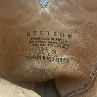 Stetson Exotic Python Leather Inlay Cowboy boots Women’s Sz 8 Snip Toe Cowgirl - Thumbnail 11