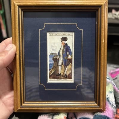 RARE VTG,Tobacco Card, Admiral- History Naval Dress,1782 ,Framed #25 - Thumbnail 2