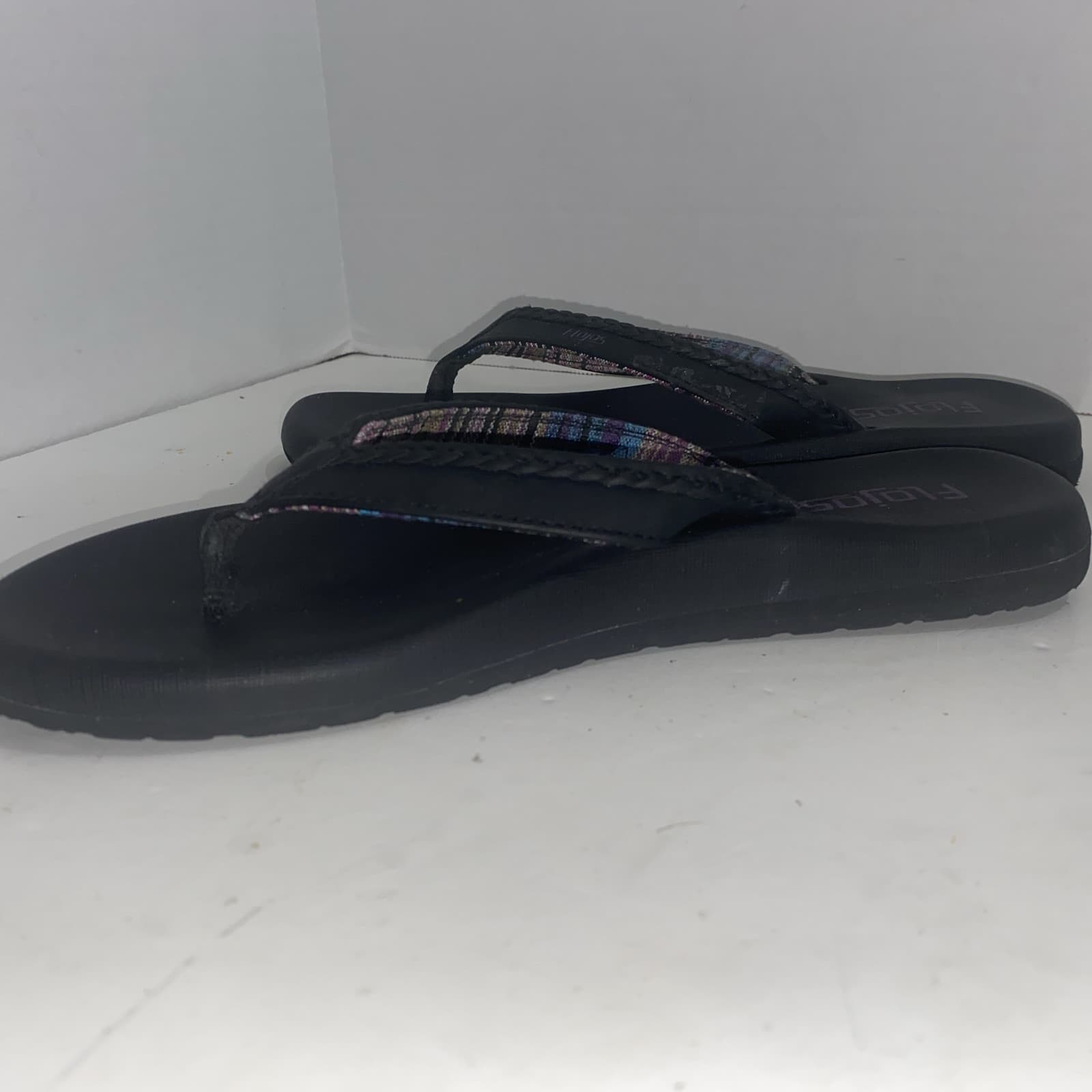 FloJo’s Flip Flops Sz 7 Black Vaca Beach Cruise Summer Fun - Thumbnail 6
