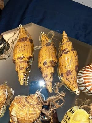Vintage VERY RARE Set Of 12 Pacific Rim Ceramic Seashell Ornaments Hand Painted - Thumbnail 2