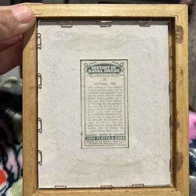 RARE VTG,Tobacco Card, Admiral- History Naval Dress,1782 ,Framed #25 - Thumbnail 3